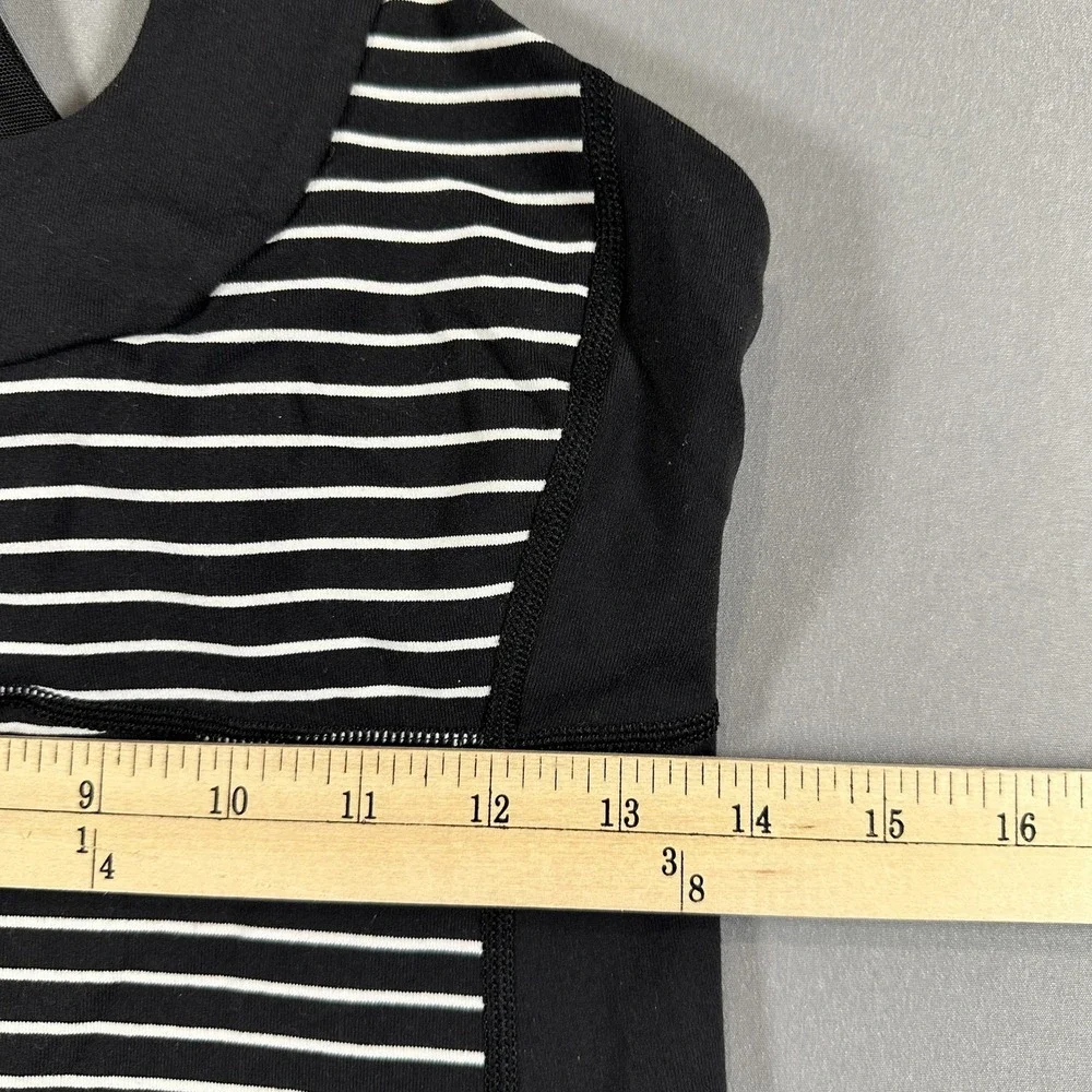 Lululemon Tank Top Womens 8 Black Striped Built In Bra Athletic Yoga Running
